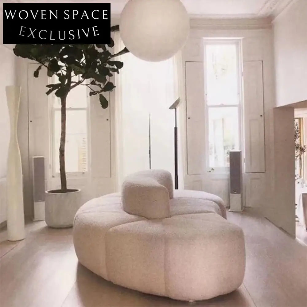 Luxurious Curved Teddy Shearling Fabric Lounge Sofa - Modern European Style