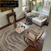 Luxurious Deep Brown Wool Silk Blend Wood Grain Stripe Area Rug