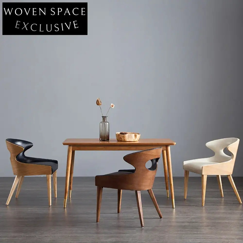 Luxurious European Style Leather Upholstered Solid Wooden Dining Chair