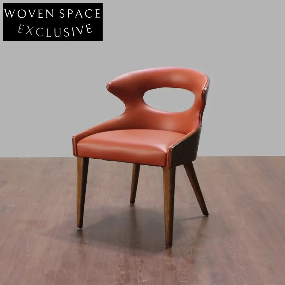 Luxurious European Style Leather Upholstered Solid Wooden Dining Chair