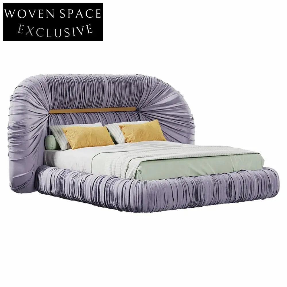 Luxurious Fabric Upholstered King Bed, Solid Wood Frame, Modern Bedroom Furniture