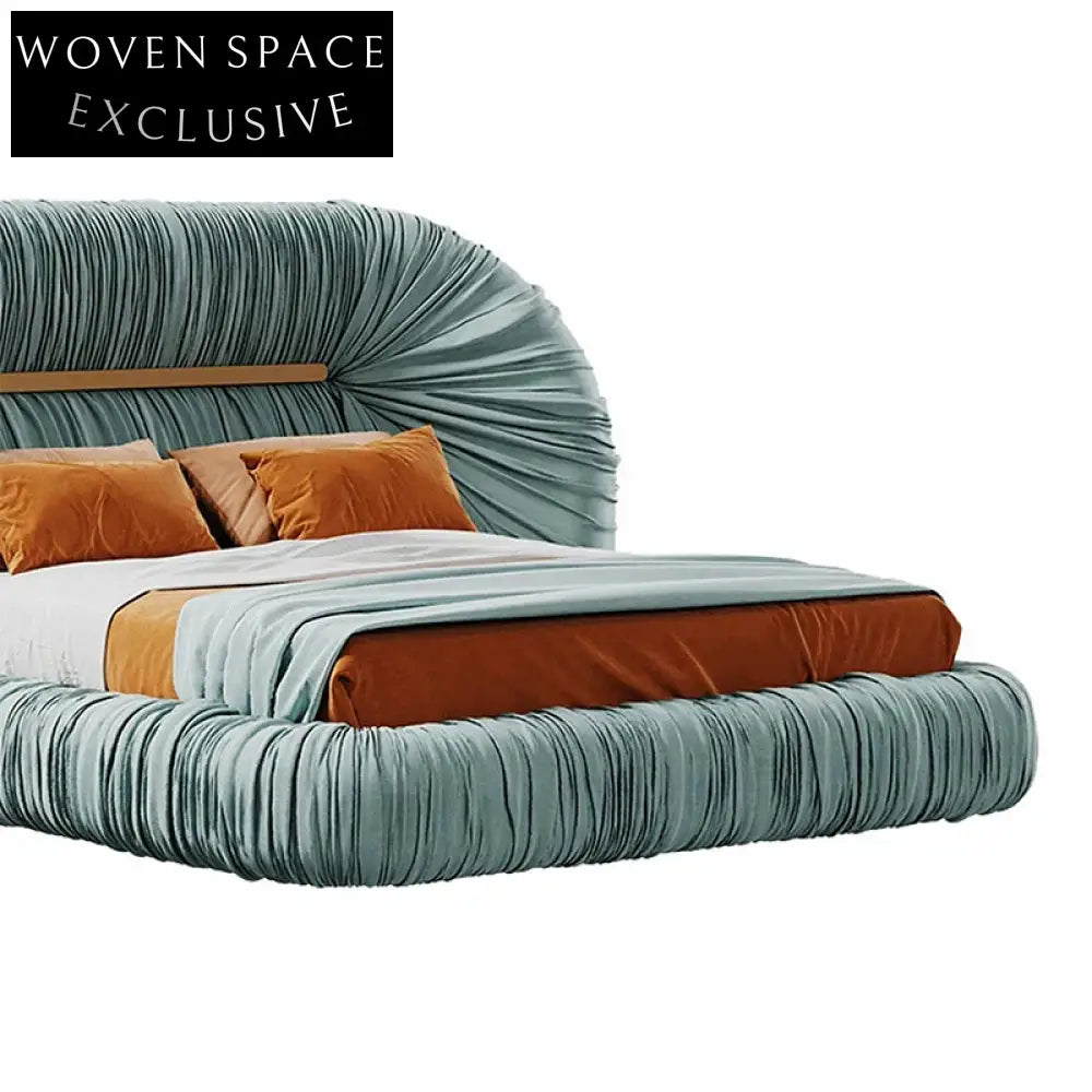 Luxurious Fabric Upholstered King Bed, Solid Wood Frame, Modern Bedroom Furniture