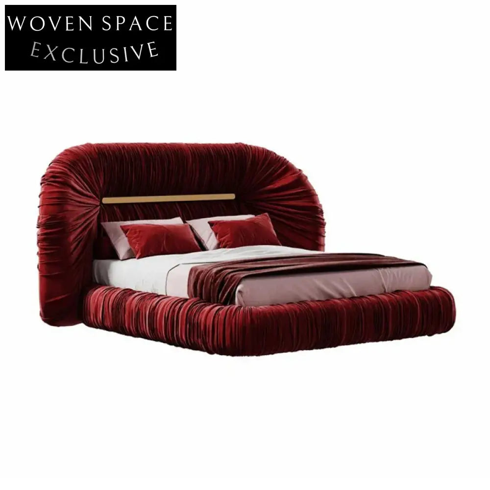 Luxurious Fabric Upholstered King Bed, Solid Wood Frame, Modern Bedroom Furniture