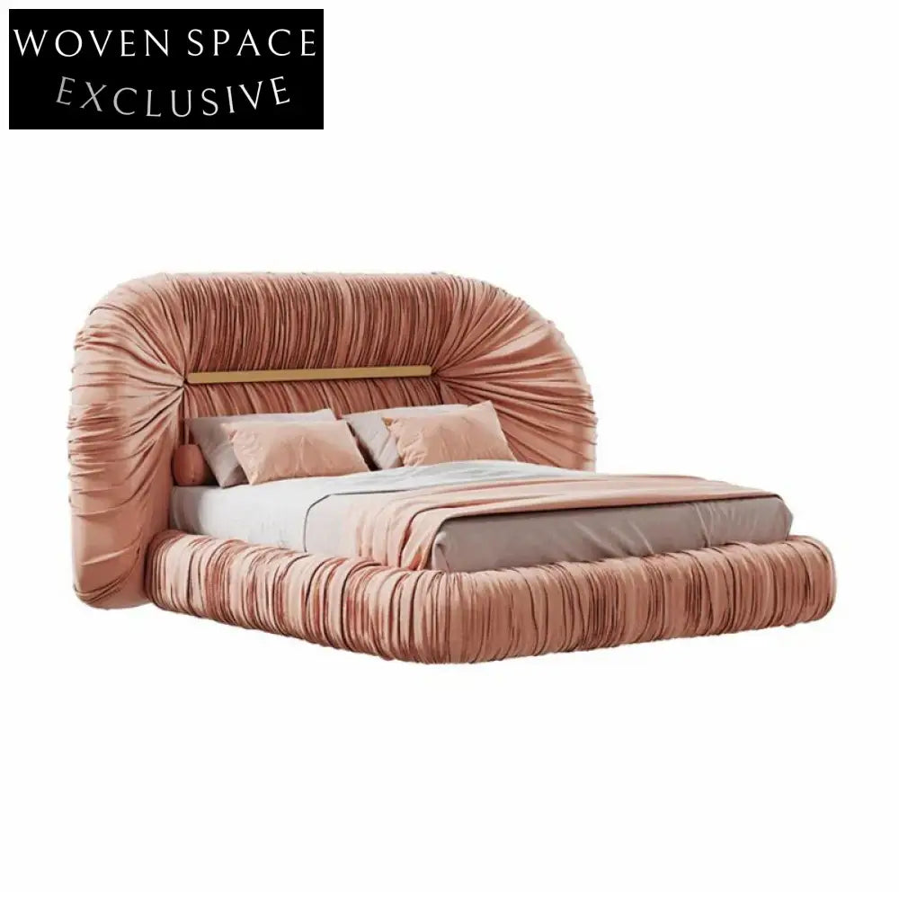 Luxurious Fabric Upholstered King Bed, Solid Wood Frame, Modern Bedroom Furniture