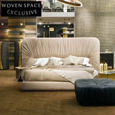 Luxurious Fabric Upholstered Modern Bedroom King Queen Bed Frame