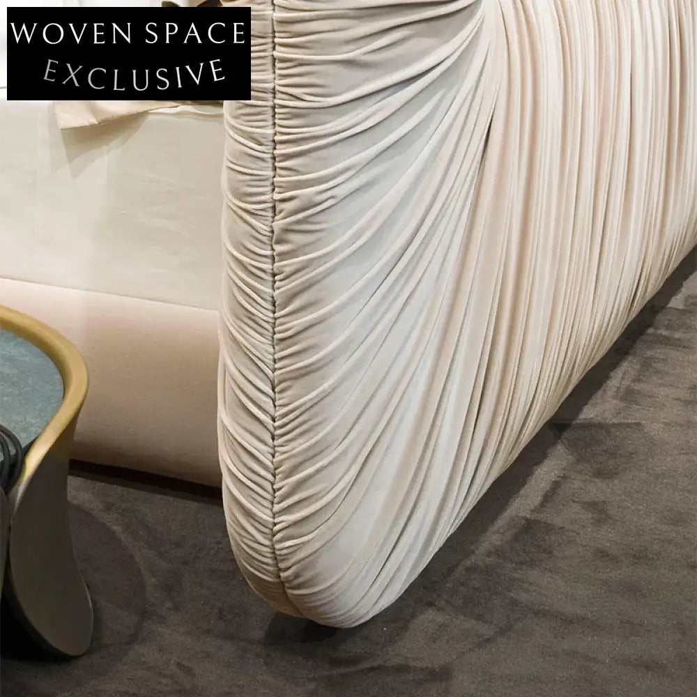 Luxurious Fabric Upholstered Modern Bedroom King Queen Bed Frame