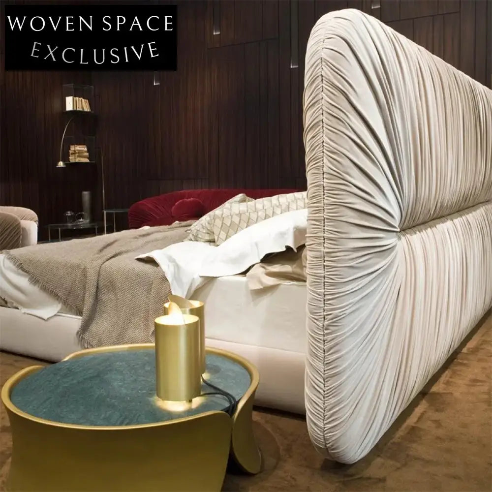 Luxurious Fabric Upholstered Modern Bedroom King Queen Bed Frame