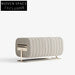 Luxurious Fabric Upholstered Ottoman Bench with Modern Stainless Steel Base