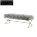 Luxurious Faux Fur Long Ottoman Bench with Gold Stainless Steel Legs