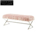 Luxurious Faux Fur Long Ottoman Bench with Gold Stainless Steel Legs
