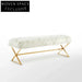 Luxurious Faux Fur Long Ottoman Bench with Gold Stainless Steel Legs