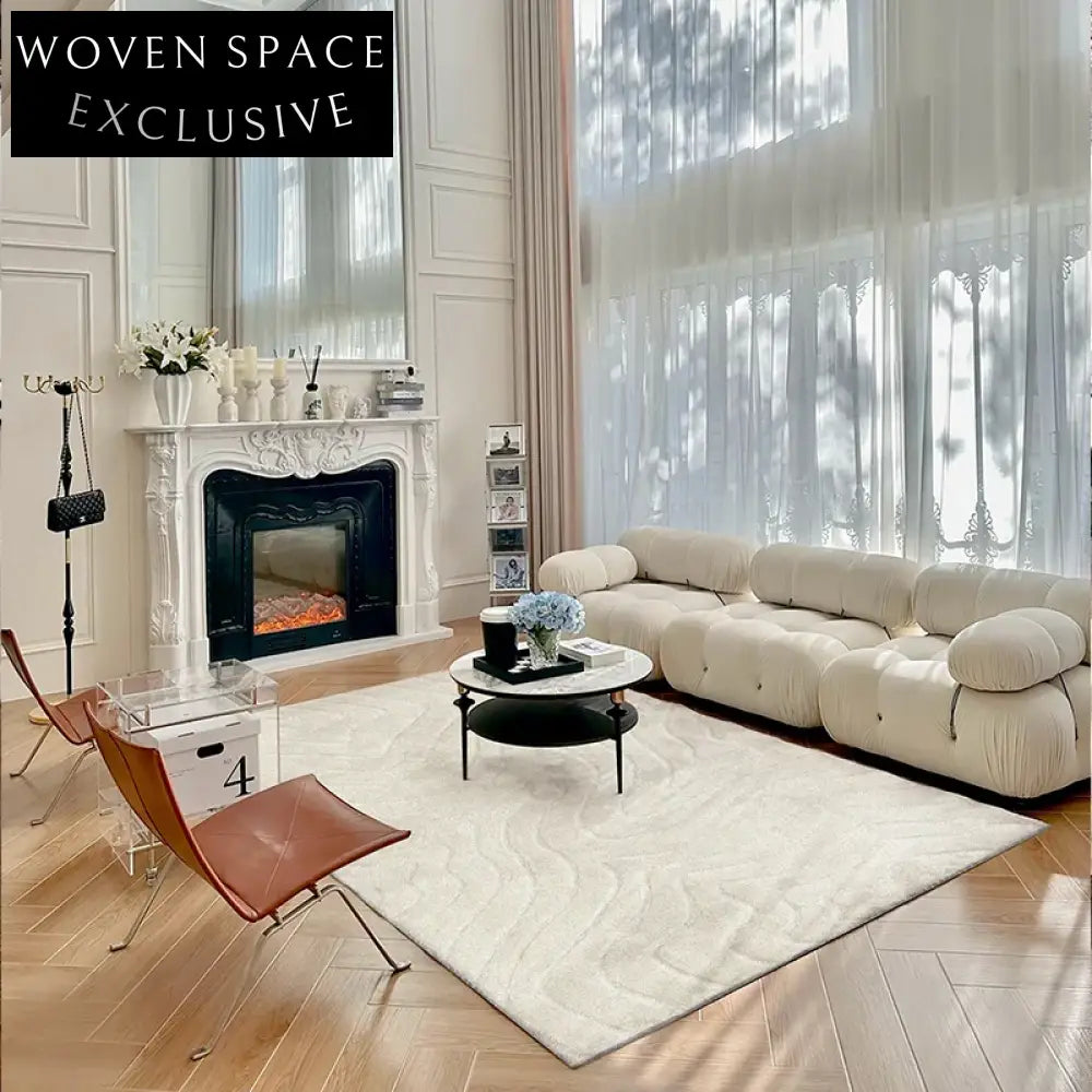 Luxurious French Vintage Wool Blend Living Room Area Rug, Coffee Table Carpet