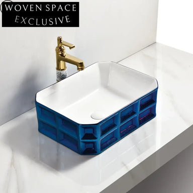 Luxurious Gold Ceramic Rectangular Countertop Vessel Bathroom Sink for Modern Homes
