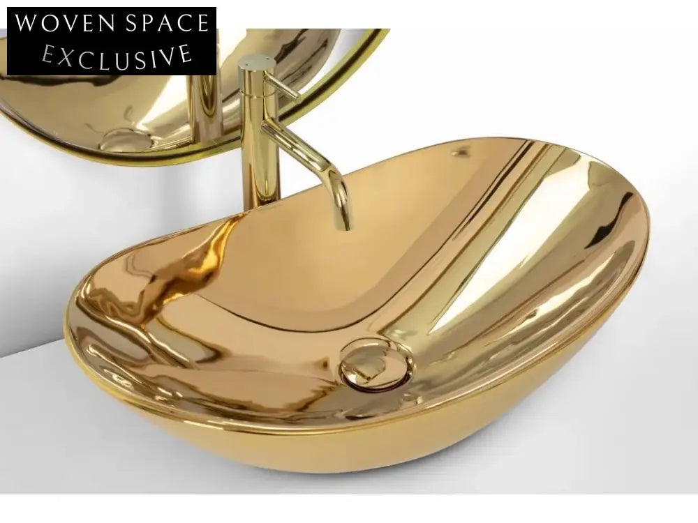 Luxurious Gold Concrete Countertop Oval Basin for Modern Bathrooms