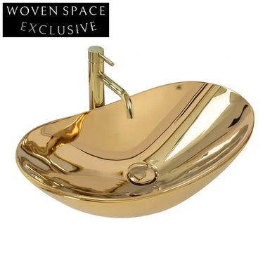 Luxurious Gold Concrete Countertop Oval Basin for Modern Bathrooms