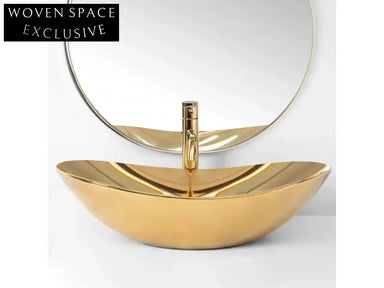 Luxurious Gold Concrete Countertop Oval Basin for Modern Bathrooms