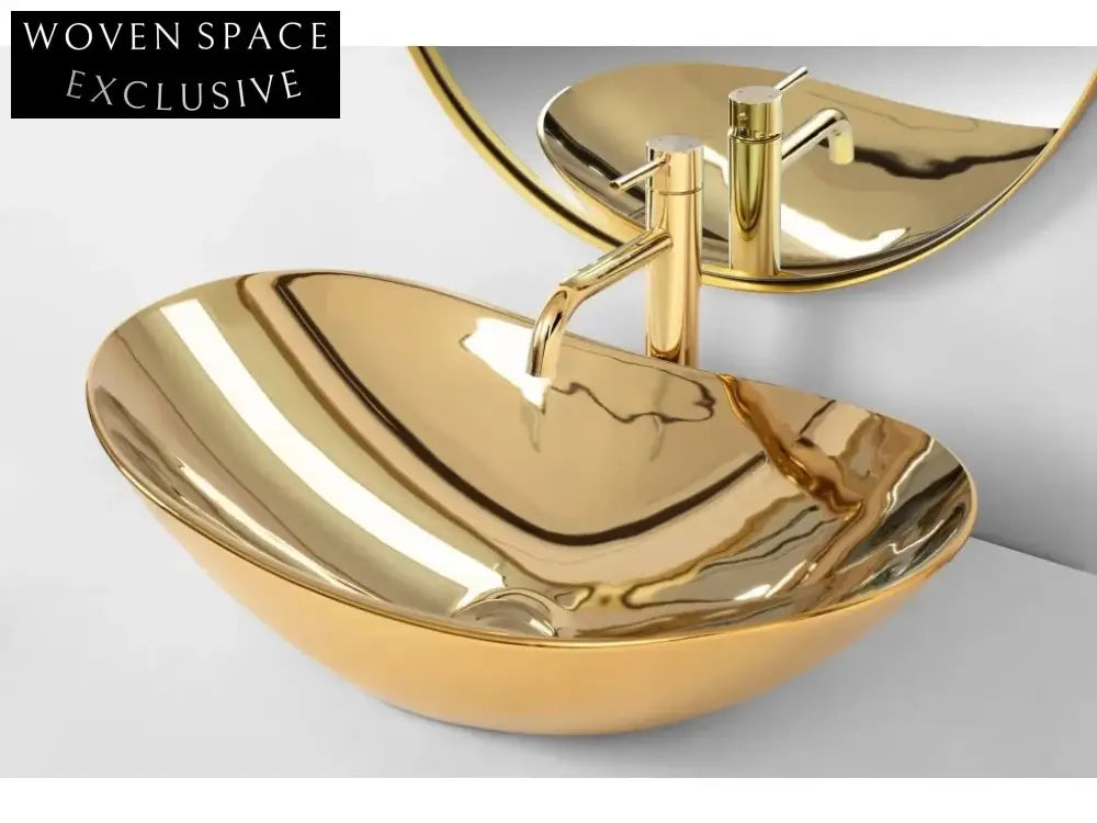 Luxurious Gold Concrete Countertop Oval Basin for Modern Bathrooms