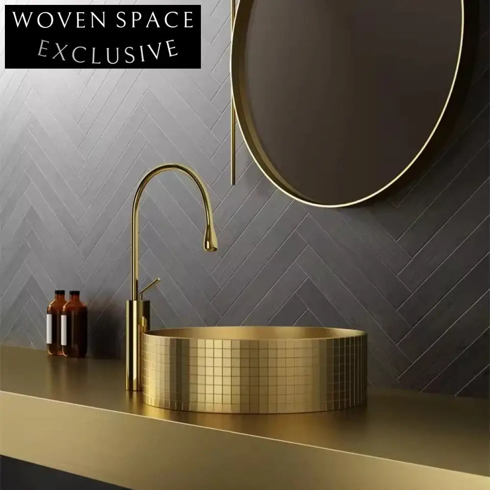Luxurious Gold Round 304 Stainless Steel Above Counter Basin Sink