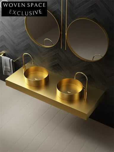 Luxurious Gold Round 304 Stainless Steel Above Counter Basin Sink