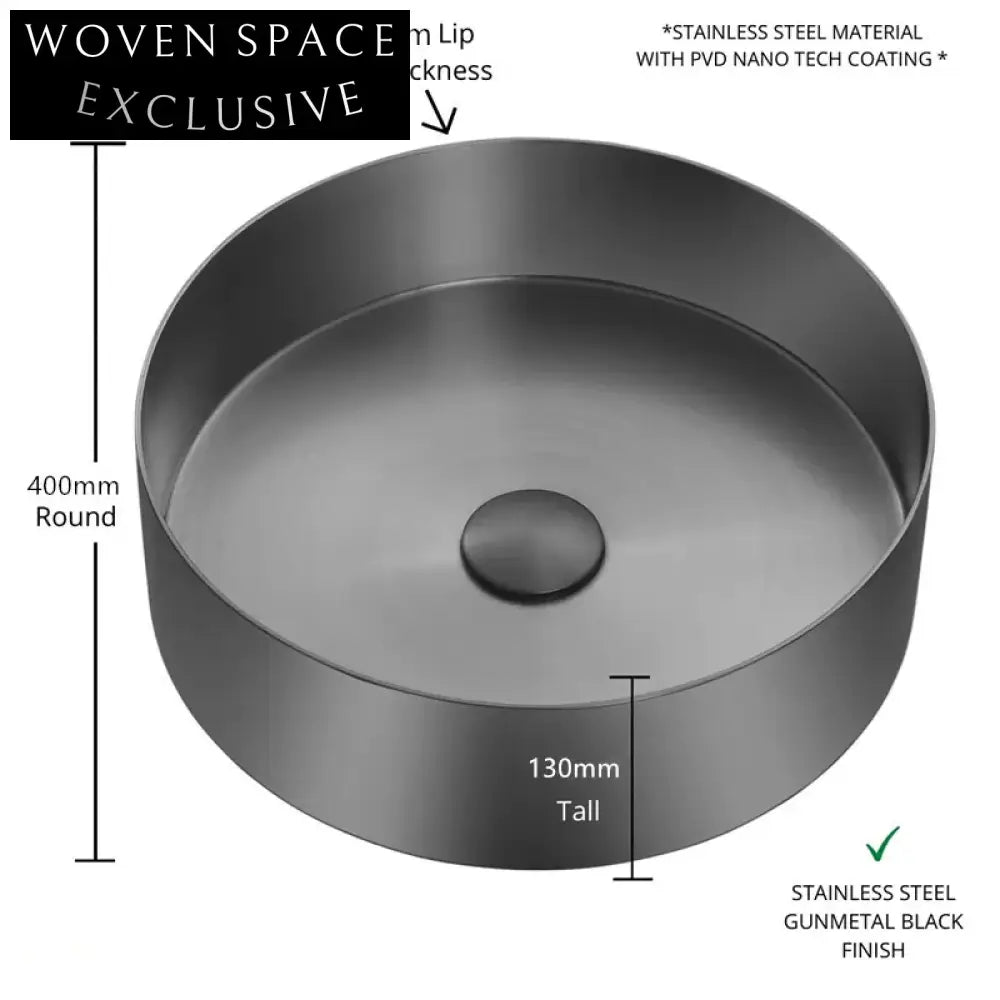 Luxurious Gold Round 304 Stainless Steel Above Counter Basin Sink