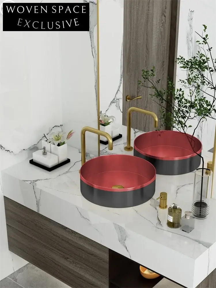 Luxurious Gold Round 304 Stainless Steel Above Counter Basin Sink