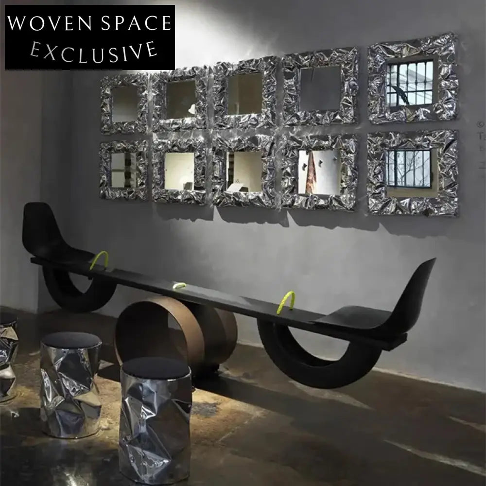 Luxurious Golden Stainless Steel Wall Mirror Full Length Bedroom Living Room