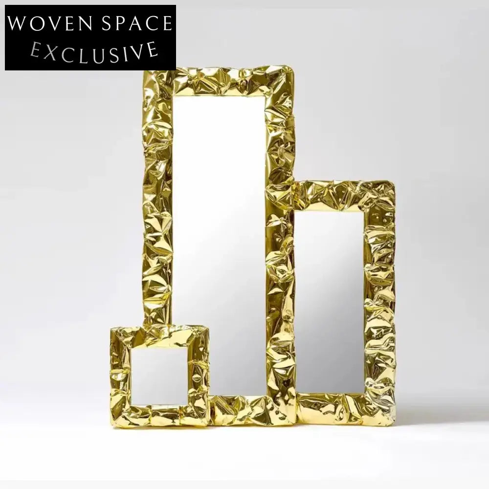 Luxurious Golden Stainless Steel Wall Mirror Full Length Bedroom Living Room