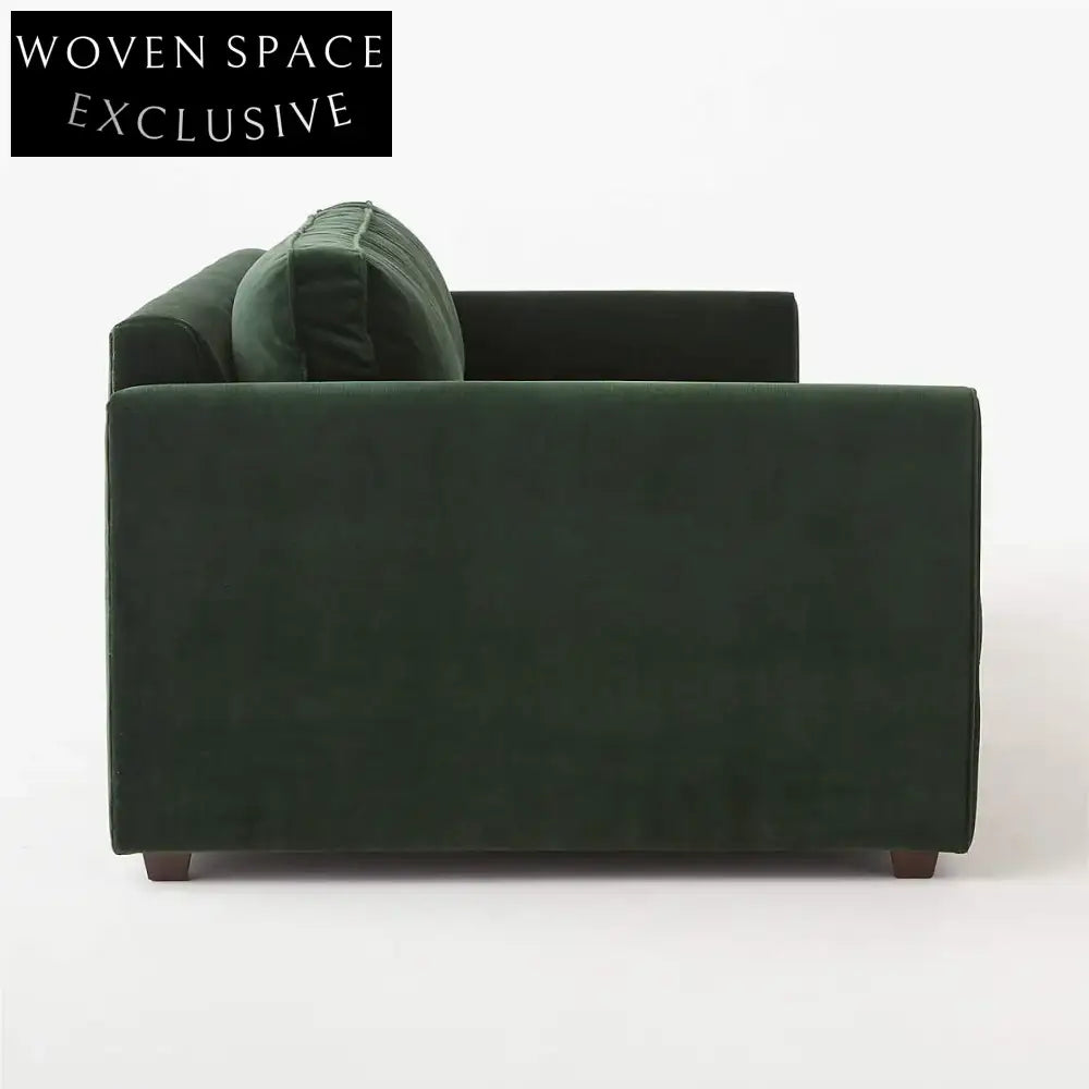 Luxurious 100-inch Green Velvet Sofa Modern Minimalist Living Room Couch