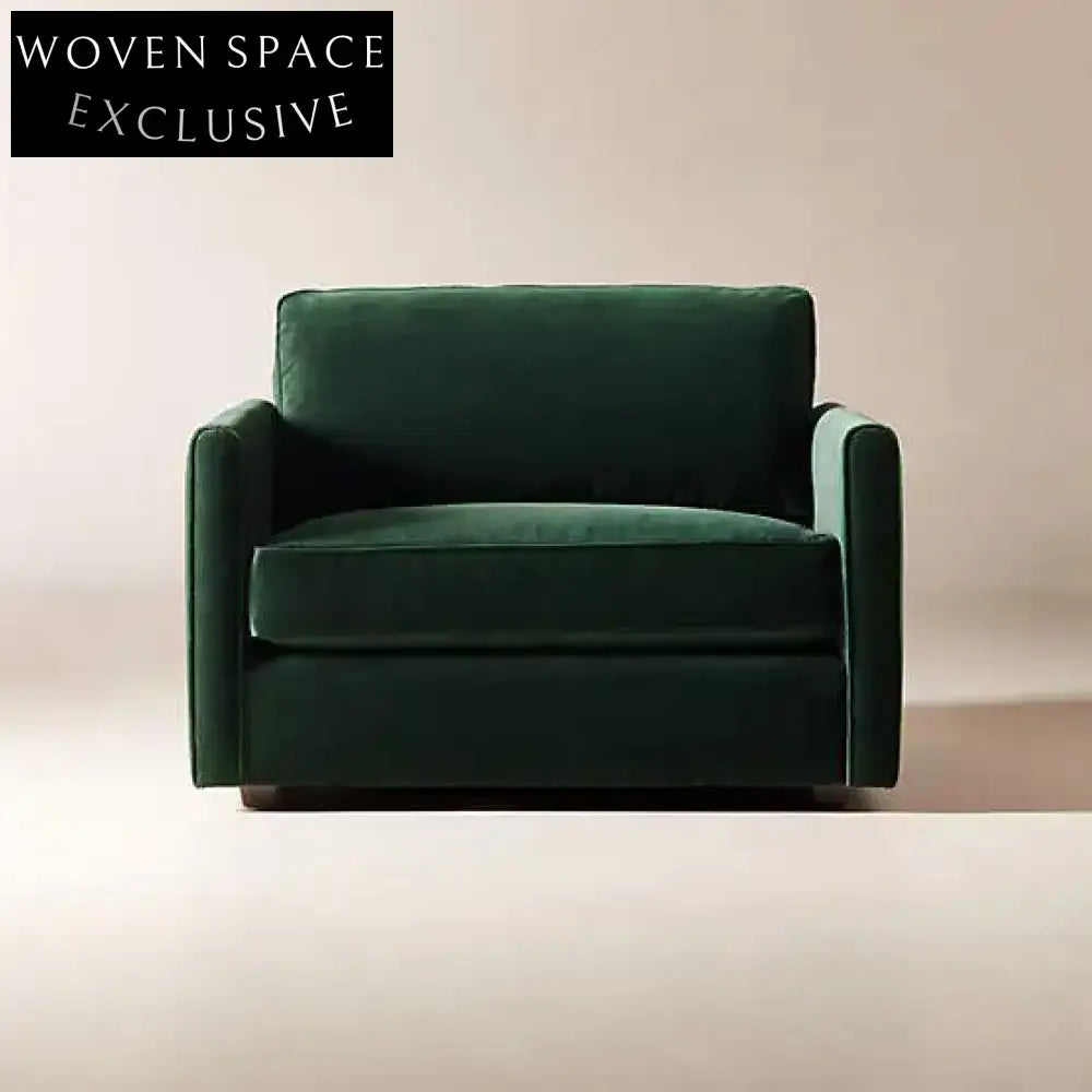 Luxurious 100-inch Green Velvet Sofa Modern Minimalist Living Room Couch