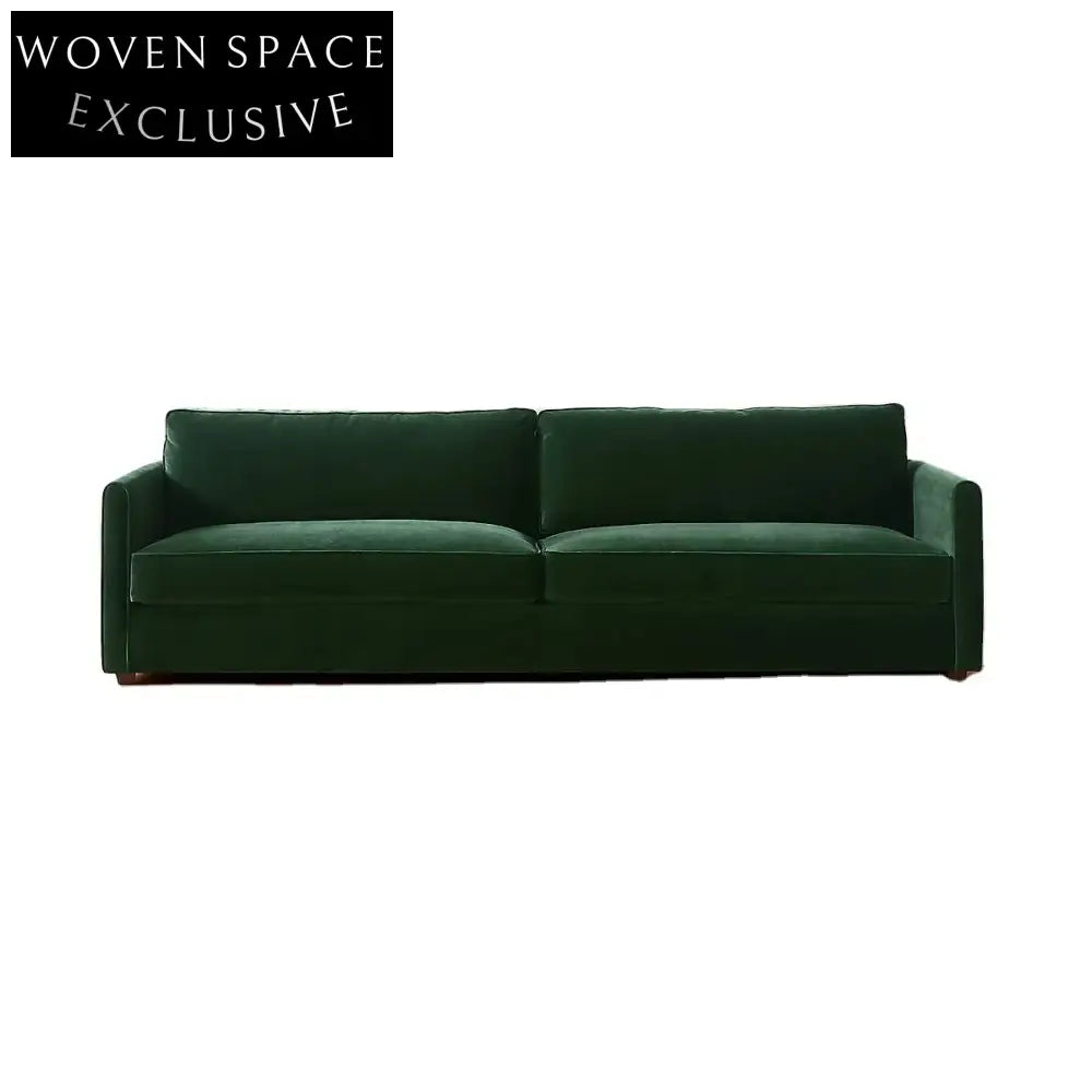 Luxurious 100-inch Green Velvet Sofa Modern Minimalist Living Room Couch