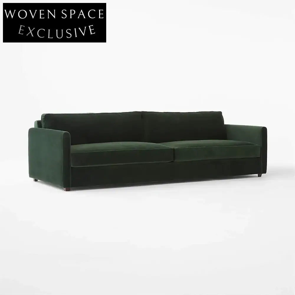 Luxurious 100-inch Green Velvet Sofa Modern Minimalist Living Room Couch