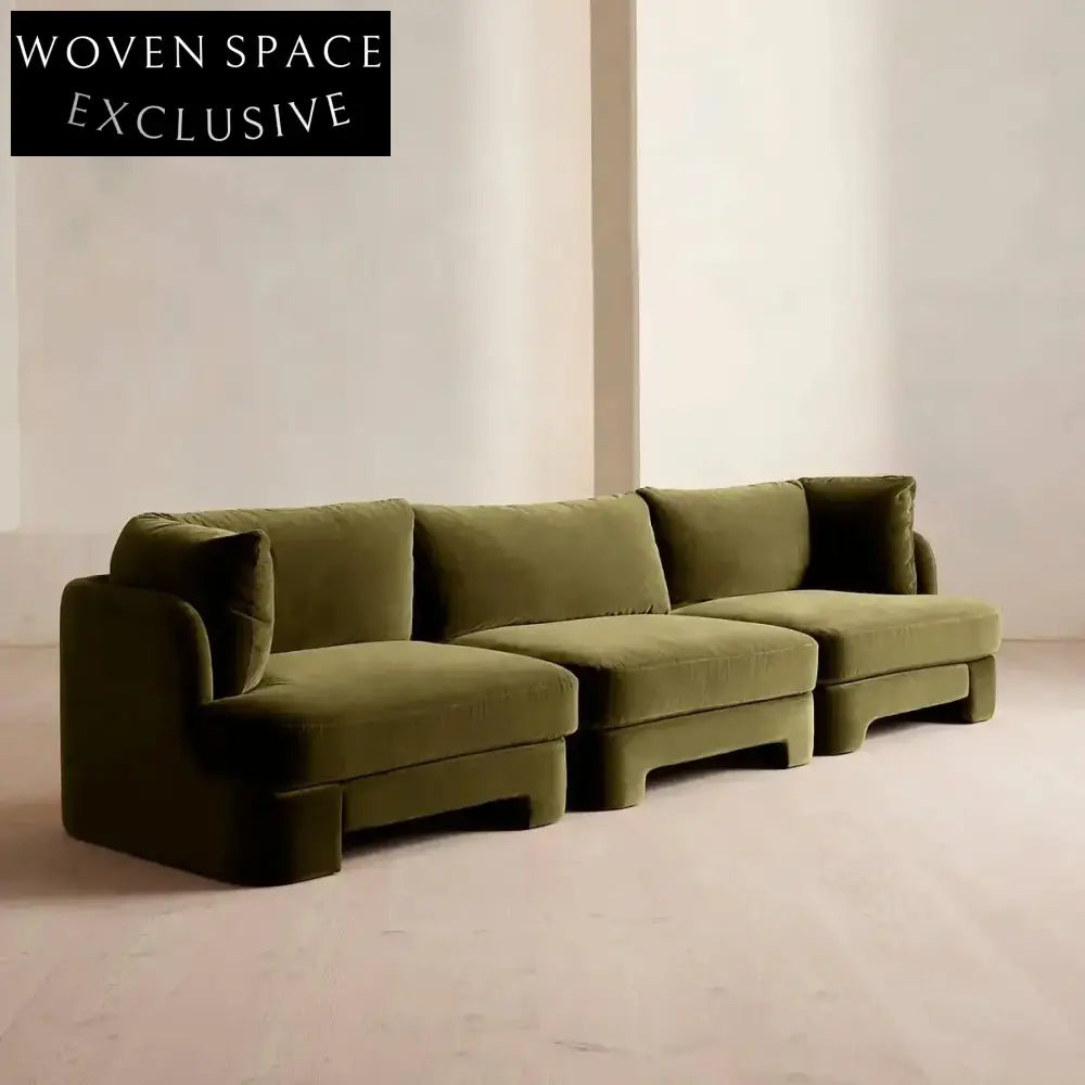 Luxurious Green Velvet Sofa Set: Modern Design, Comfortable Living Room Furniture