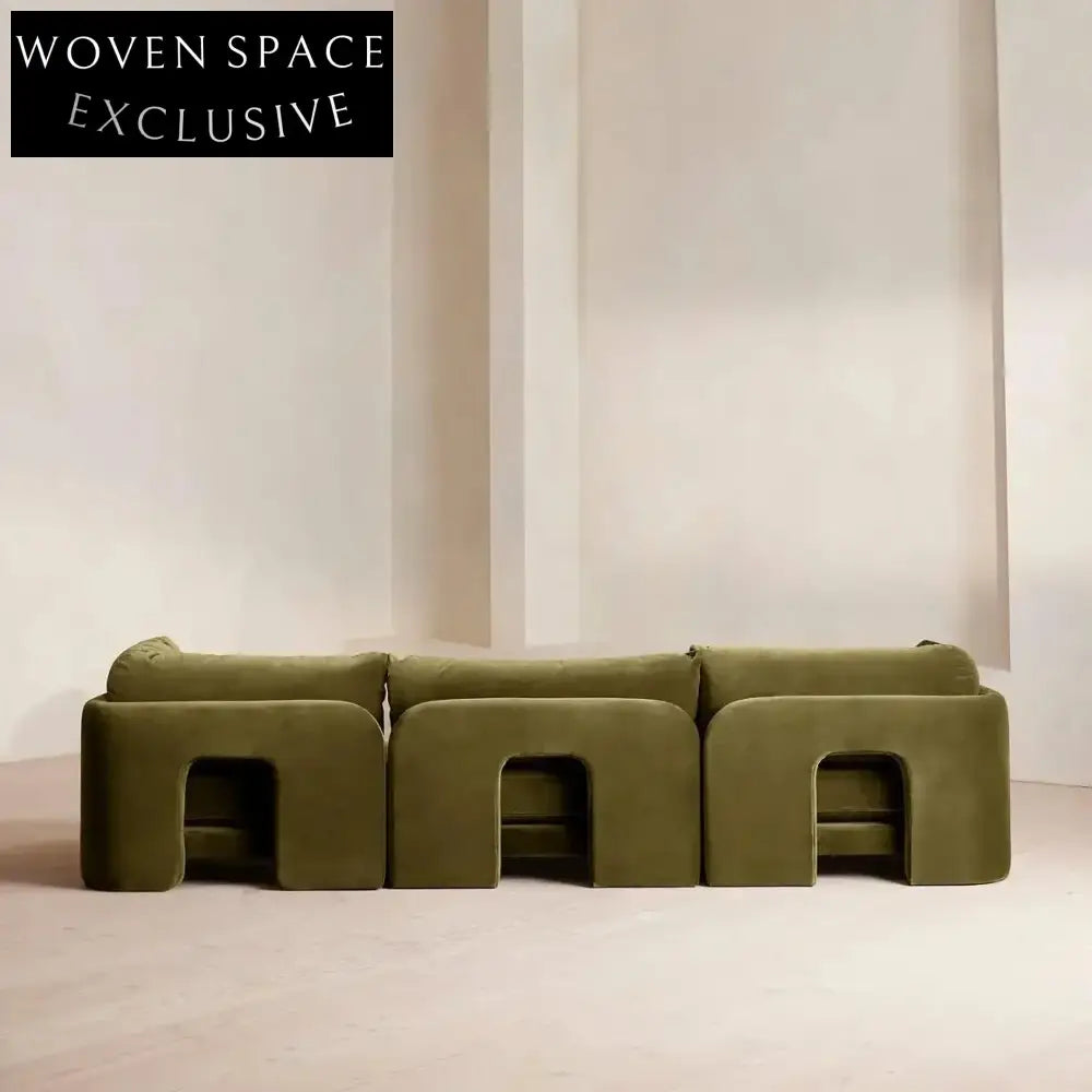 Luxurious Green Velvet Sofa Set: Modern Design, Comfortable Living Room Furniture