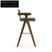 Luxurious Green Velvet Solid Wood Backrest High Counter Kitchen Bar Stool