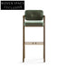 Luxurious Green Velvet Solid Wood Backrest High Counter Kitchen Bar Stool