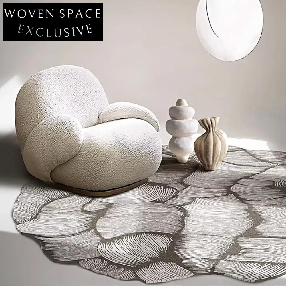 Luxurious Handmade French Style Cream Polyester Abstract Pattern Area Rug