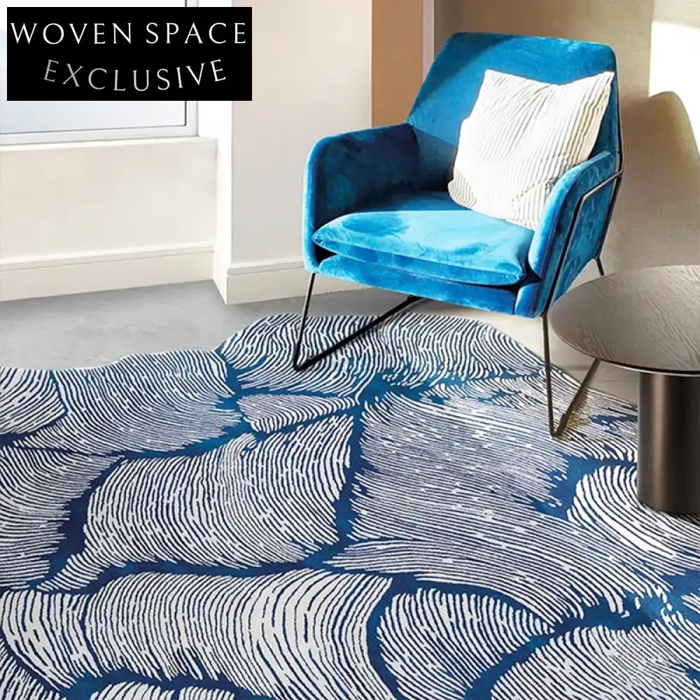 Luxurious Handmade French Style Cream Polyester Abstract Pattern Area Rug