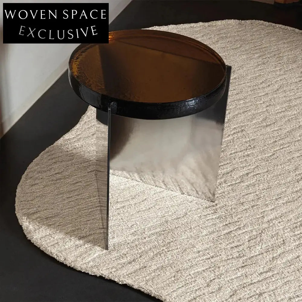 Luxurious Handmade Milk Silk Irregular Area Rug - Soft Cream Wilton Design