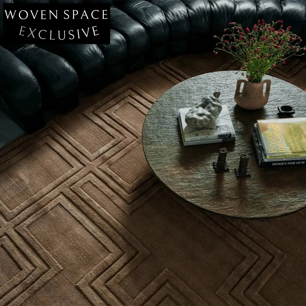 Luxurious Handmade Modern Black Polyester Fiber Area Rug for Living Room