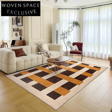 Luxurious Handmade Wool Geometric Area Rug for Modern French Home Decor