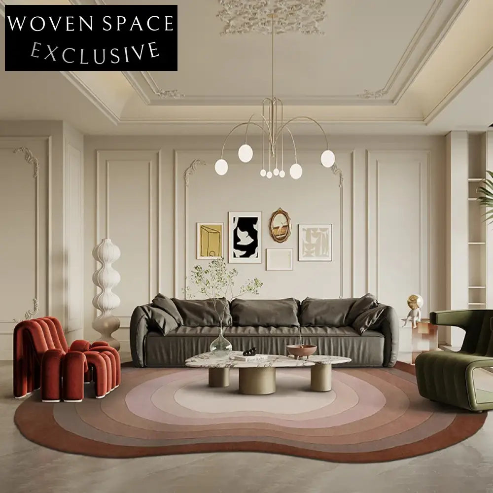 Luxurious Irregular Shaped Wool Rug Gradient Modern French Retro Living Room Carpet