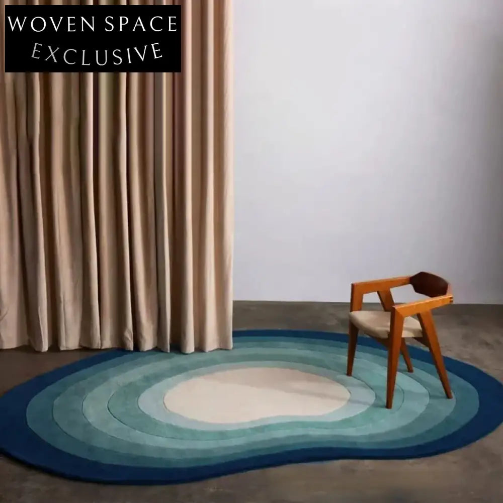 Luxurious Irregular Shaped Wool Rug Gradient Modern French Retro Living Room Carpet