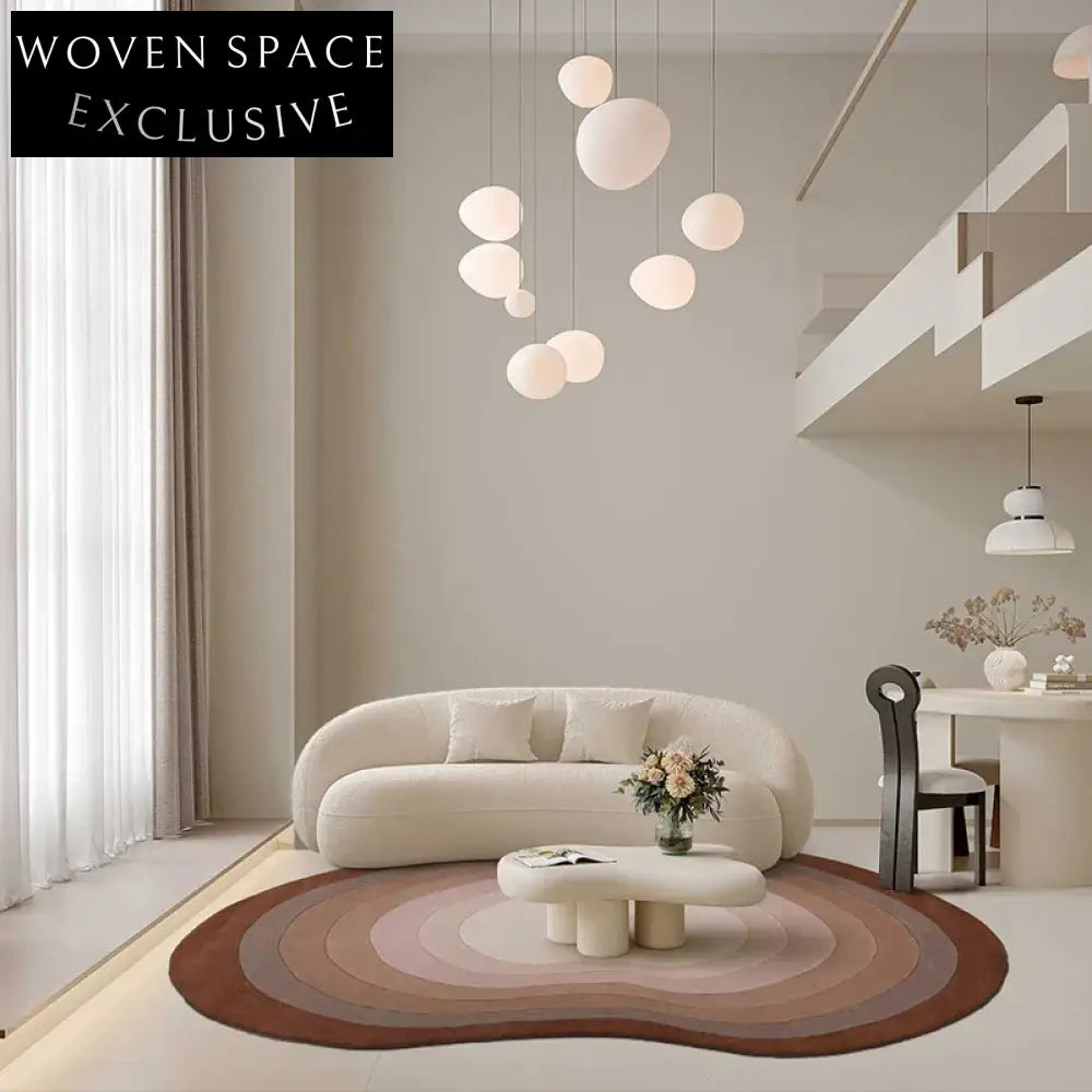 Luxurious Irregular Shaped Wool Rug Gradient Modern French Retro Living Room Carpet