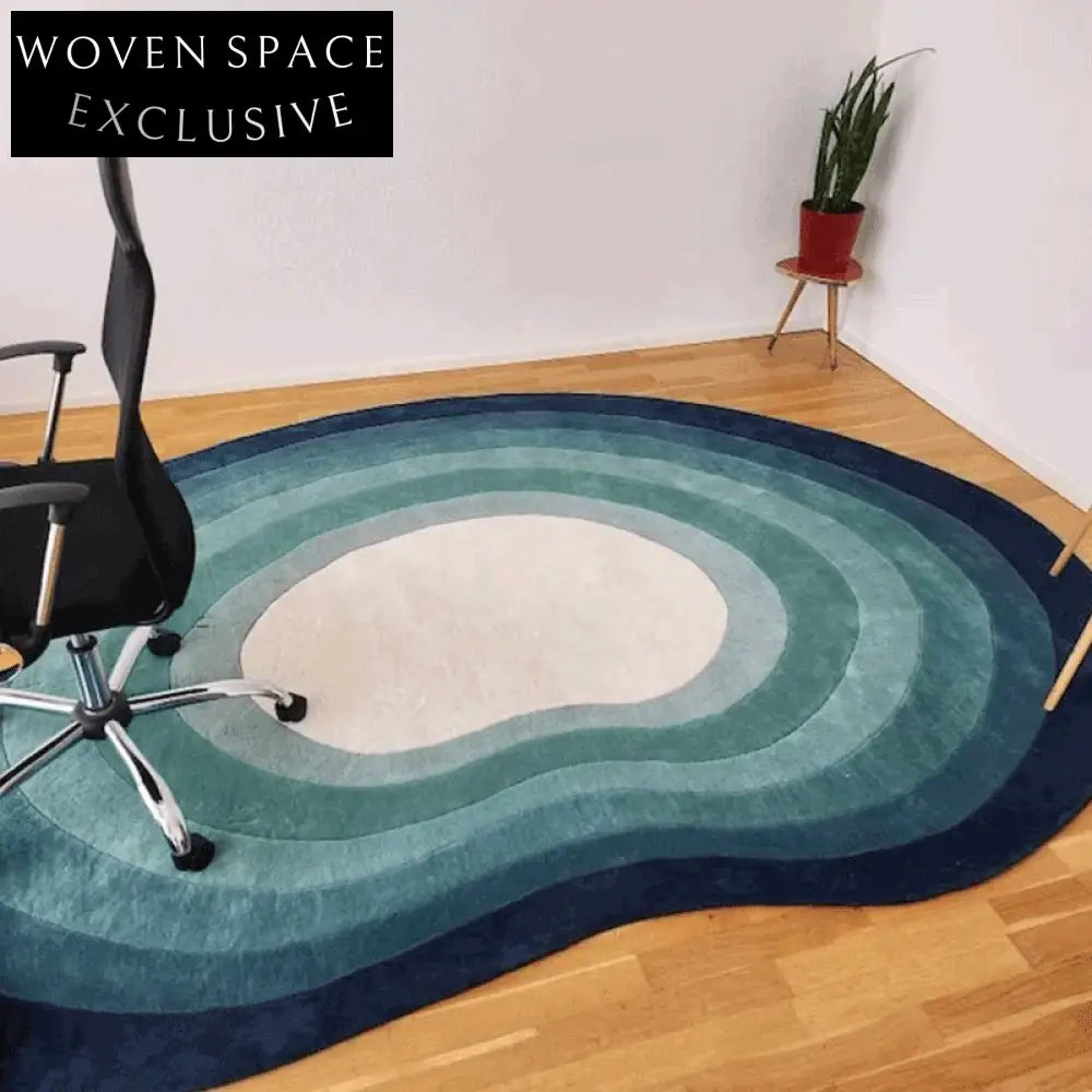 Luxurious Irregular Shaped Wool Rug Gradient Modern French Retro Living Room Carpet