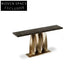 Luxurious Italian Black Marble Top Console Table with Golden Metal Base