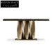 Luxurious Italian Black Marble Top Console Table with Golden Metal Base