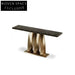 Luxurious Italian Black Marble Top Console Table with Golden Metal Base