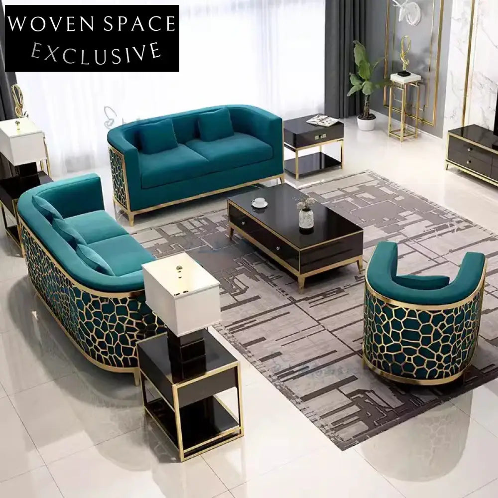 Luxurious Italian Chesterfield Sofa, Metal Frame, Fabric Upholstery, 3-Seat Sectional