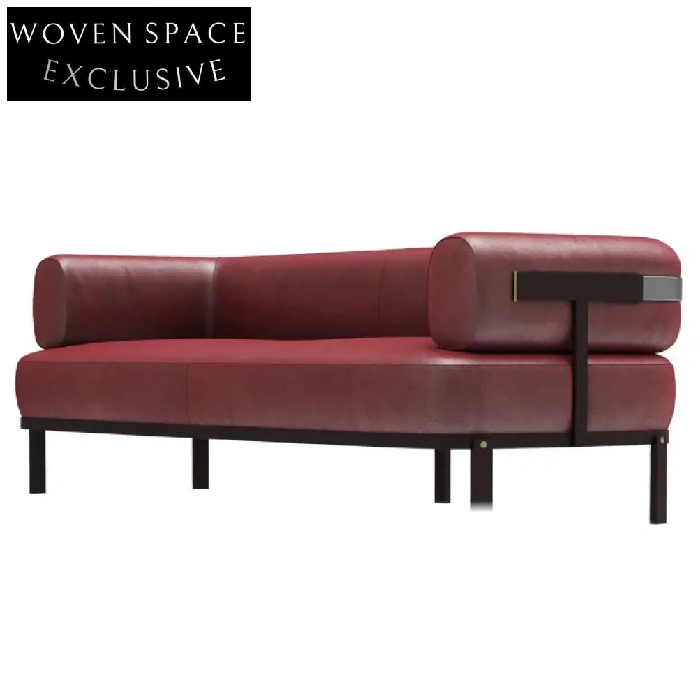 Luxurious Italian Design Genuine Leather Sofa with Golden Metal Legs for Modern Living