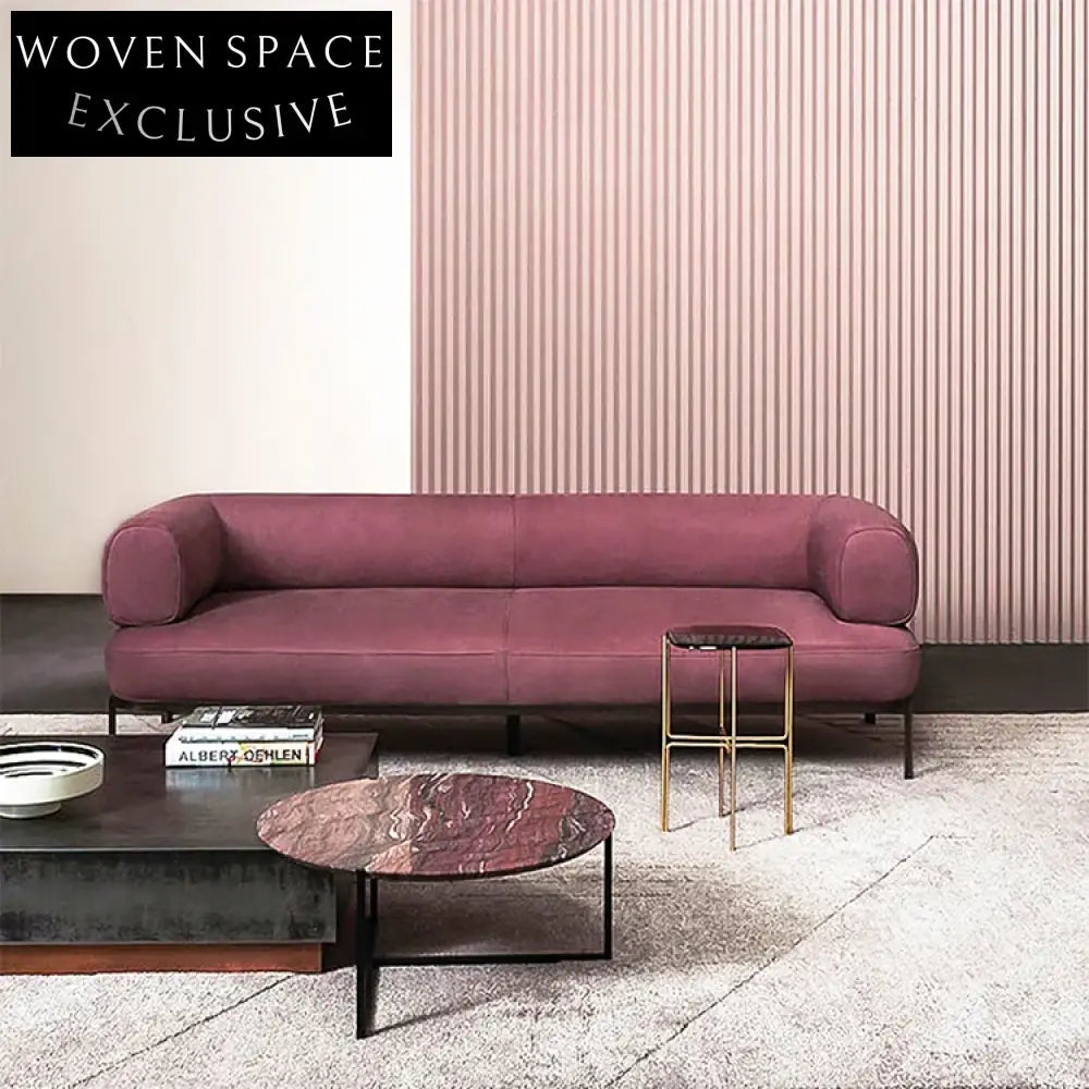 Luxurious Italian Design Genuine Leather Sofa with Golden Metal Legs for Modern Living